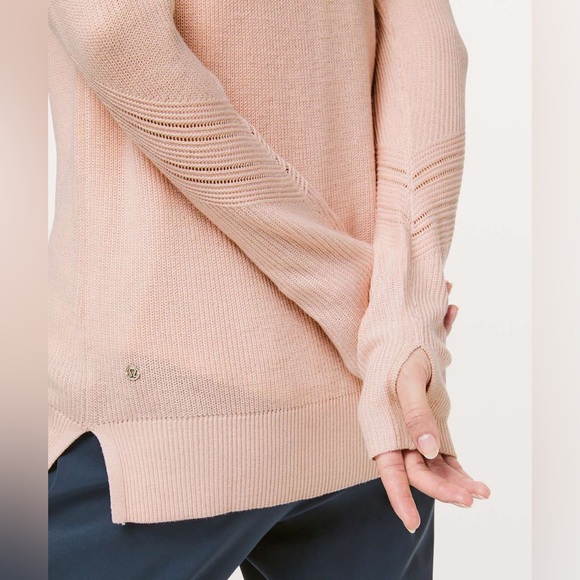 Lululemon Time To Restore Cashmere Knit Sweater Thumbholes - Misty Pink Size 8 - Picture 3 of 16